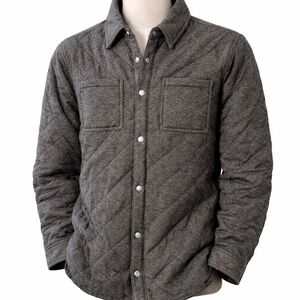 Staccato Outdoor 'Shacket' Front Pocket🕶 Gray Quilted Men L Y2K Retro Grunge